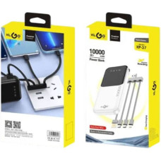Універсальний повербанк KP-37 10000 mAh із вбудованим кабелем, підтримкою швидкої зарядки 22.5W, LED-дисплеєм та багаторівневим захистом 